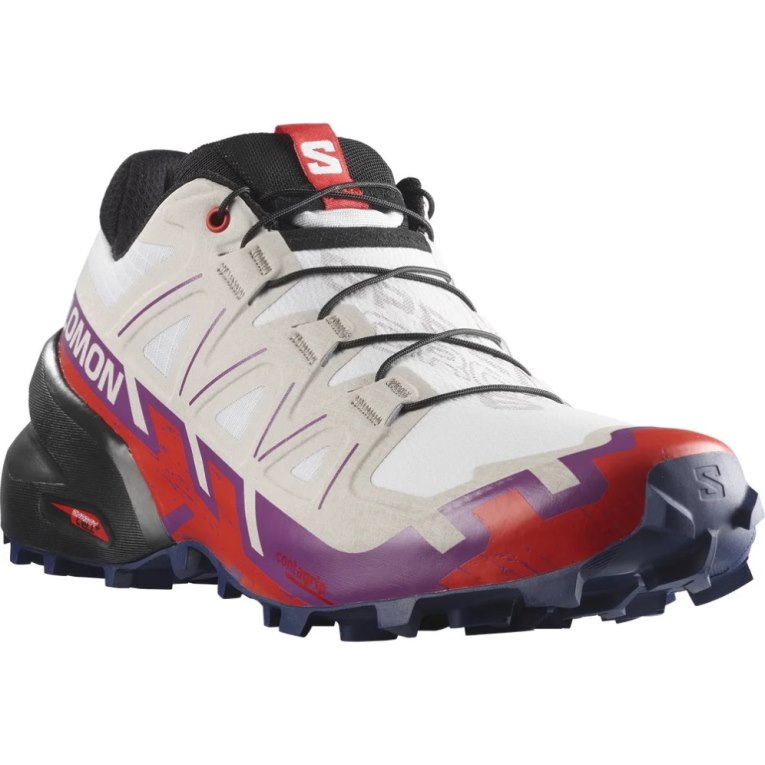 White / Red Salomon Speedcross 6 Women's Trail Running Shoes | IE DQ3680